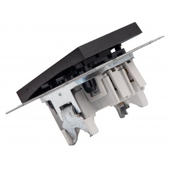 Выключатель одноклавишный Schneider Asfora самозажимной антрацит