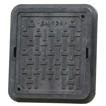 Люк квадратный Ruslana EN124 400*450 1.5т полимерпесчаный черный