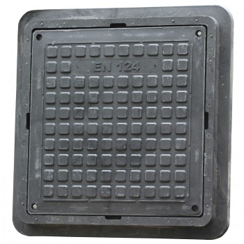 Люк квадратный Ruslana EN124 600*600 1.5т полимерпесчаный черный