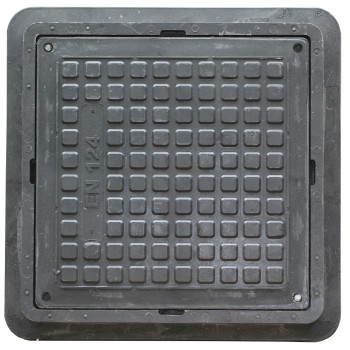 Люк квадратный Ruslana EN124 600*600 1.5т полимерпесчаный черный