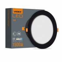 Светильник светодиодный встраиваемый круглый VIDEX Back 5000K 15W черный
