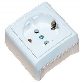 Розетка накладная одноместная c заземлением Viko Vera белая