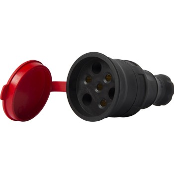 Силовая розетка переносная с защитной крышкой каучуковая E.NEXT e.socket.rubber.031.25, 4п., 25А