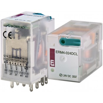 Реле промежуточное ETI ERM4-024DCL, 6А, 4 группы контактов, катушка 24В DC
