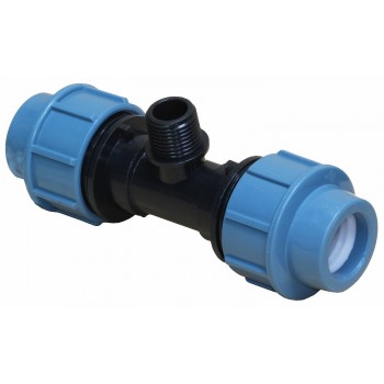 Тройник для ПЭ труб с наружной резьбой Santan ТНР 25×1/2"×25