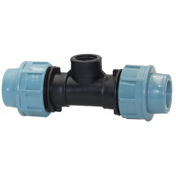 Тройник для ПЭ труб с внутренней резьбой Santan ТВР 25×1/2"×25