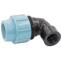 Колено зажимное 90° для ПЭ труб Santan КВР d32мм с внутренней резьбой 3/4"