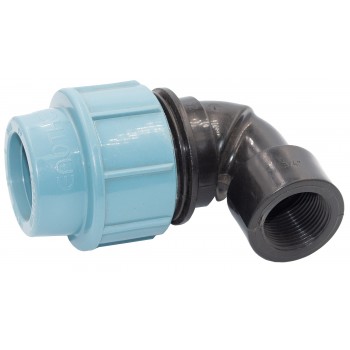 Колено зажимное 90° для ПЭ труб Santan КВР d32мм с внутренней резьбой 3/4"