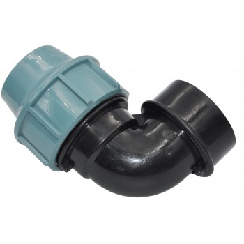 Колено зажимное 90° для ПЭ труб Santan КВР d40мм. с внутренней резьбой 1 1/4"