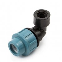 Колено зажимное 90° для ПЭ труб Santan КВР d50мм. с внутренней резьбой 2"