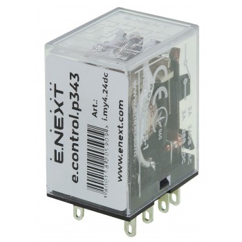 Реле промежуточное E.NEXT e.control.p343 3А, 4 группы контактов, катушка 24В DC