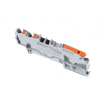 Клемма 3-контактная проходная Wago 2102-5301, 2.5 (4) мм², серая, с рычагом и кнопкой