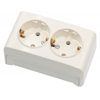 Розетка накладная двойная c заземлением Viko Vera крем