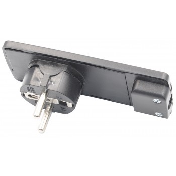 Вилка штепсельная Neomax NX1130 ультратонкая с подвижным контактом черная