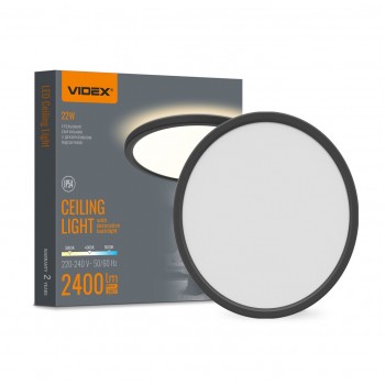 Светильник светодиодный с декоративной подсветкой Videx DL5R 22W 3000K-4000K-5000K Black