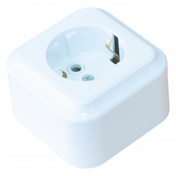 Розетка накладная одноместная c заземлением Marshel Maglev белая