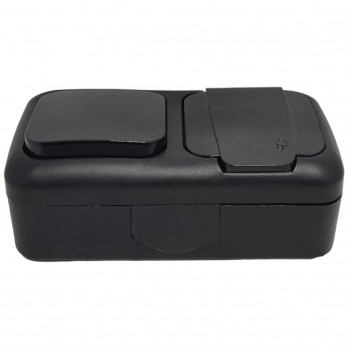 Выключатель 1кл влагозащищенный + розетка с заземлением наружный Viko Palmiye Черный