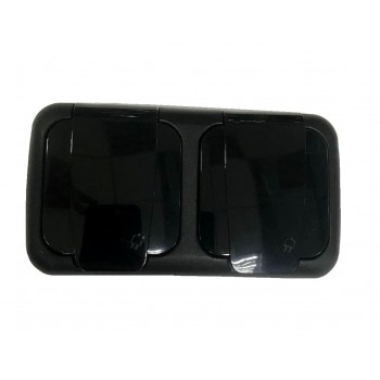 Розетка двойная накладная с заземлением со шторками и с крышкой VIKO Palmiye IP54 (Черный)
