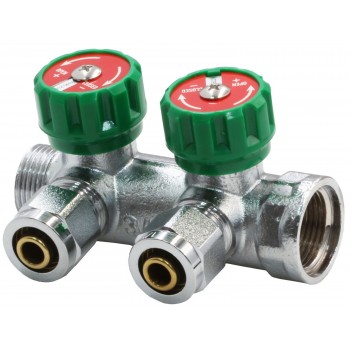 Коллектор вентильный KOER KR.1121-2 - 3/4”x2 WAYS с фитингом