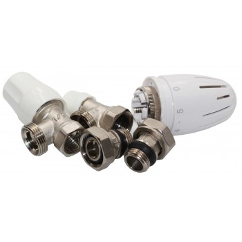 Комплект для бокового подключения радиатора угловой KOER SET-11 вн-нар 1/2"x1/2" с термоголовкой M30