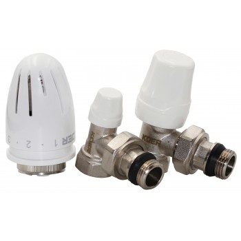 Комплект для бокового подключения радиатора угловой KOER SET-11 вн-нар 1/2"x1/2" с термоголовкой M30