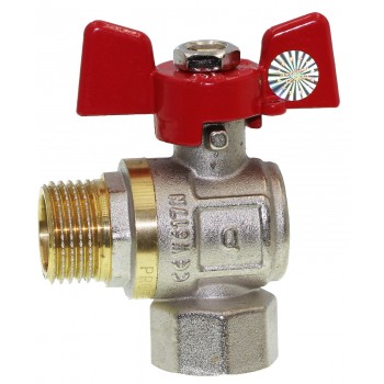 Кран шаровый угловой QProfessional PN40 1/2" вн-нар. красная бабочка