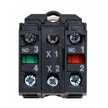 Кнопка управления с подсветкой Аско-Укрем TB-AW34M5 красная, 1NO+1NC