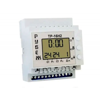 Терморегулятор Rubezh ТР-16Н2 двухканальный с недельным таймером на DIN-рейку 2х16А