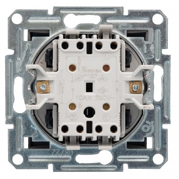 Выключатель двухклавишный самозажимной Schneider Asfora алюминий