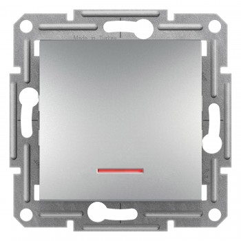 Кнопка Schneider Asfora с подсветкой алюминий самозажим