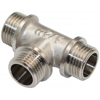Тройник латунный никелированный 1/2" ННН KOER KF.T06M