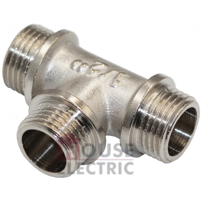 Тройник латунный никелированный 1/2" ННН KOER KF.T06M