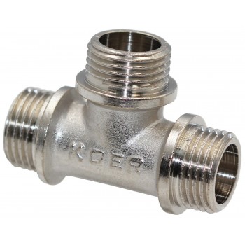 Тройник латунный никелированный 1/2" ННН KOER KF.T06M