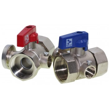 Краны шаровые KOER KR.1034 - 1'' ГГБ с накидной гайкой и термометром прямой комплект