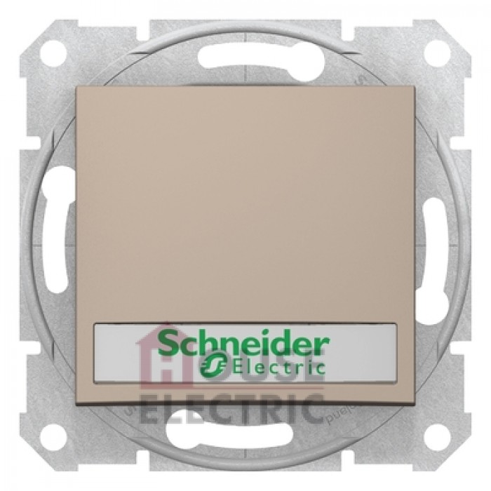 Кнопка Schneider sedna 10A с подсветкой и полем для надписи титан