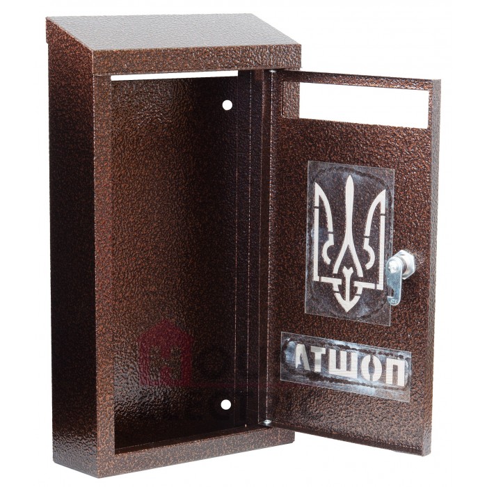 Почтовый металлический ящик индивидуальный коричневый с гербом