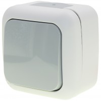 Выключатель одноклавишный накладной Viko Palmiye влагозащищенный IP54 серый