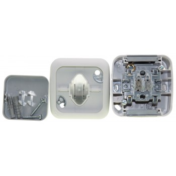 Выключатель одноклавишный накладной Viko Palmiye влагозащищенный IP54 серый