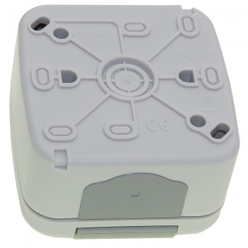 Розетка накладная с заземлением со шторками и с крышкой Viko Palmiye IP54 Серая