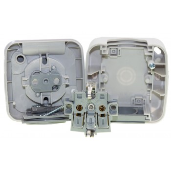 Розетка накладная с заземлением со шторками и с крышкой Viko Palmiye IP54 Серая