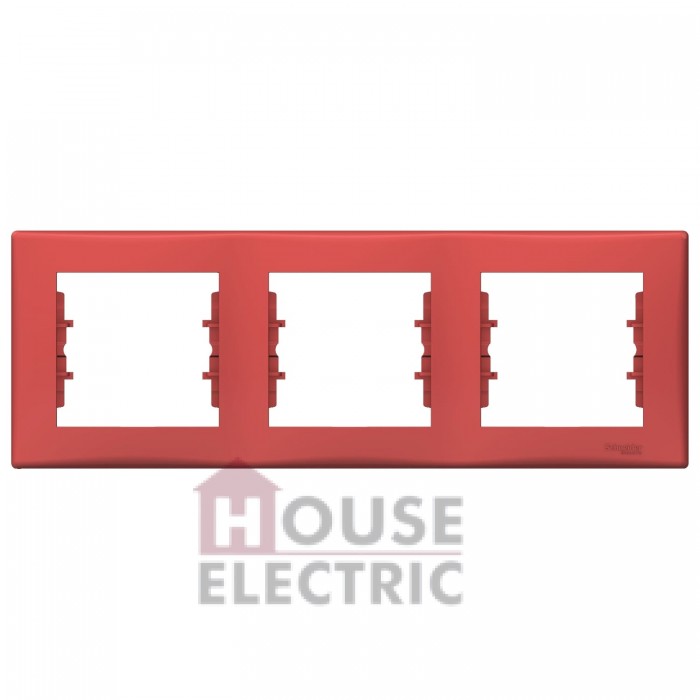 Рамка 3-постовая горизонтальная Schneider Electric Sedna Красный