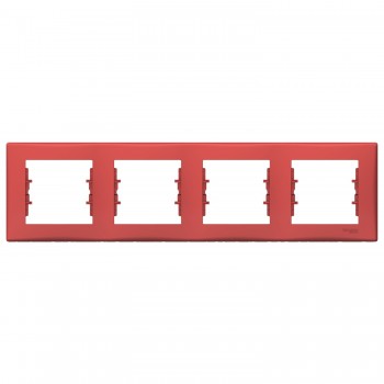 Рамка 4-постовая горизонтальная Schneider Electric Sedna Красный