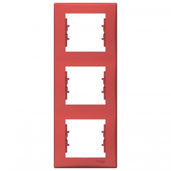 Рамка 3-постовая вертикальная Schneider Electric Sedna Красный