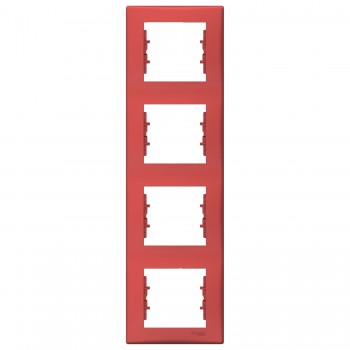 Рамка 4-постовая вертикальная Schneider Electric Sedna Красный