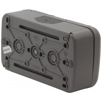 Розетка двойная накладная с заземлением со шторками и с крышкой Viko Palmiye IP54 Антрацит