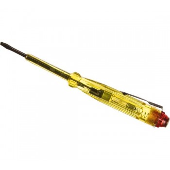 Отвертка индикаторная 140мм. 100-500В, плоская, желтая ручка