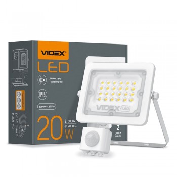 Прожектор LED VIDEX F2e 20W 5000K с датчиком движения и освещенности