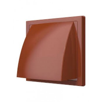 Выход вентиляционный стеновой Era 150*150 d100 с обратным клапаном и фланцем коричневый
