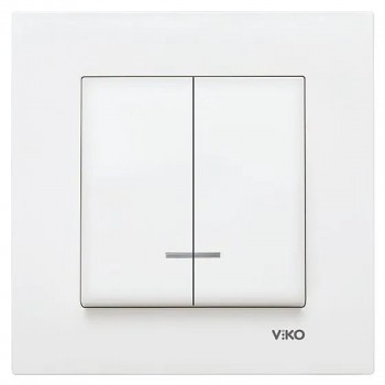 Выключатель двухклавишный с подсветкой Viko Karre Белый