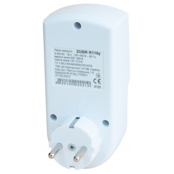 Реле контроля напряжения в розетку ZUBR R116Y